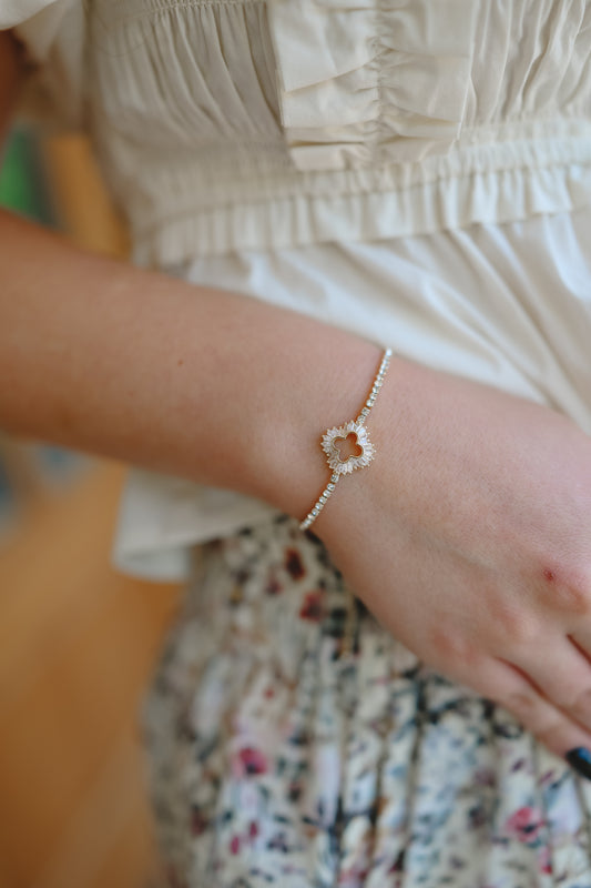 Jada Crystal Clover Bracelet - Gold