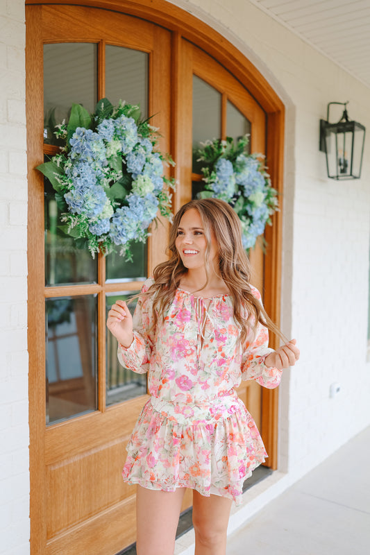 Riviera Vibrant Floral Dress - Cream Multi