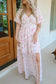 Reid Floral Chiffon Smocked Maxi Dress - Off White/Pink