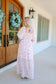 Reid Floral Chiffon Smocked Maxi Dress - Off White/Pink
