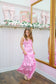 Jada Floral Bow Satin Maxi Dress - Pink