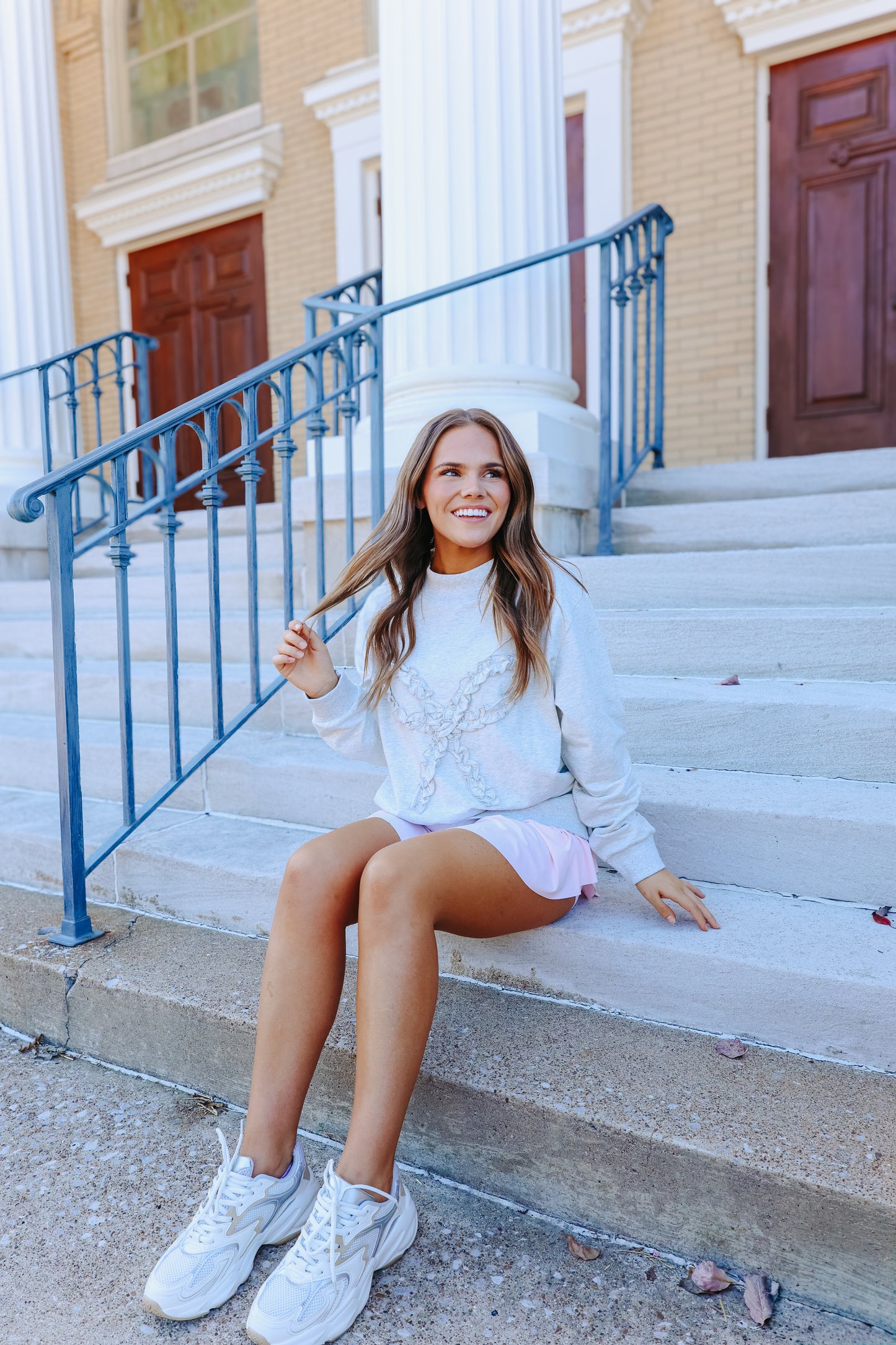 Romie Mock Neck Oversized Ruffle Bow Sweatshirt - Multiple Colors