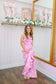 Jada Floral Bow Satin Maxi Dress - Pink