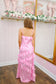 Jada Floral Bow Satin Maxi Dress - Pink