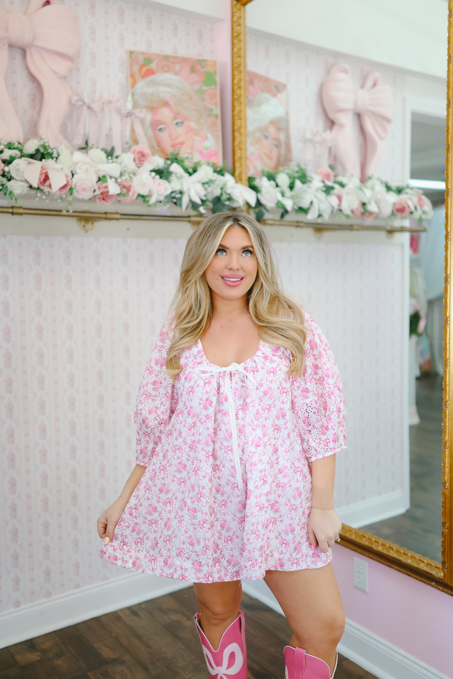 PREORDER: Kinsley Floral Eyelet Romper - Pink