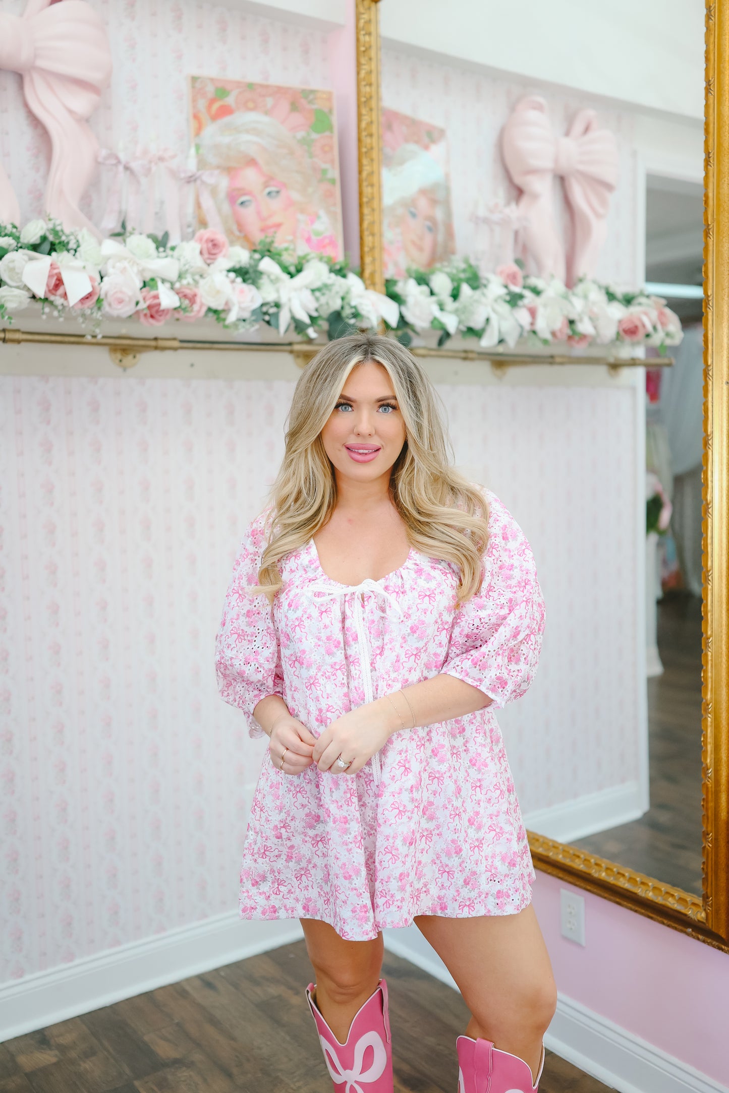 PREORDER: Kinsley Floral Eyelet Romper - Pink