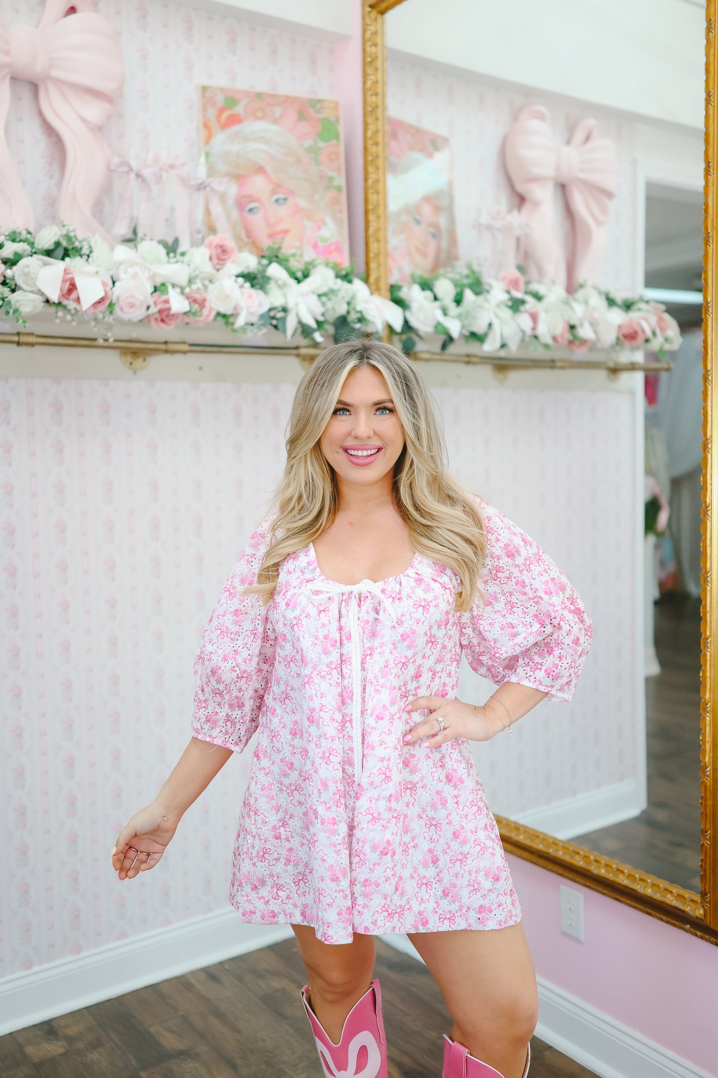 PREORDER: Kinsley Floral Eyelet Romper - Pink