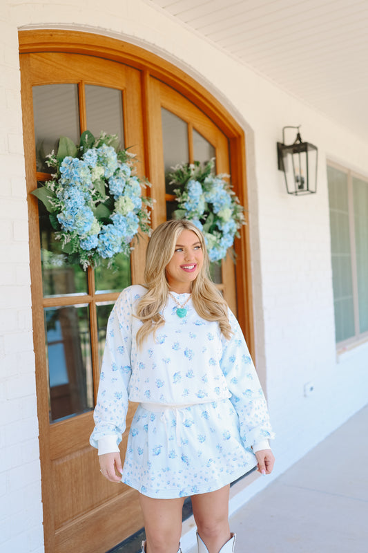 Kris Floral Skort Set - Blue