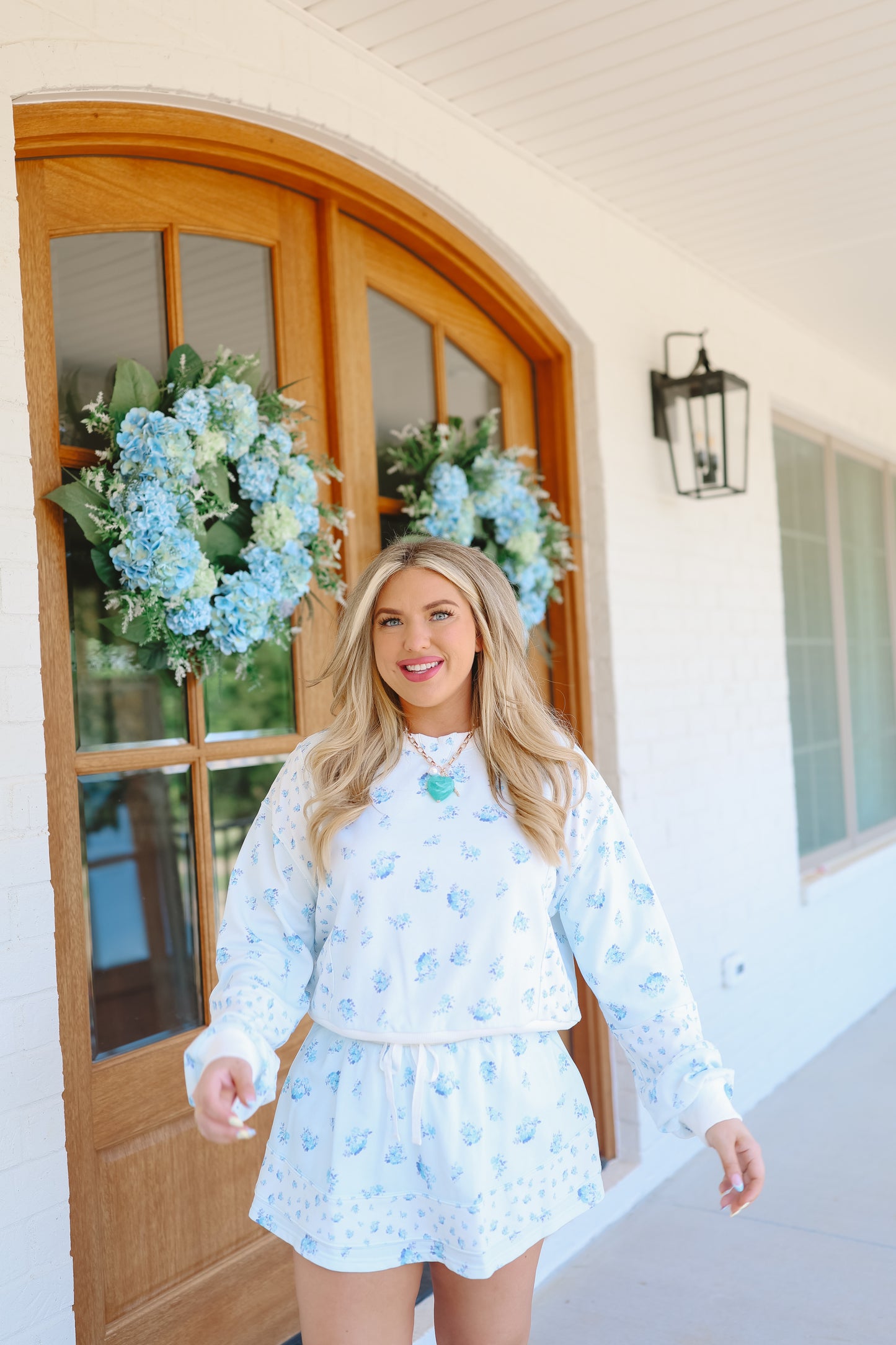 Kris Floral Skort Set - Blue
