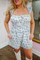 Jackie Smocked Floral Ruffle Romper - Blue Multi