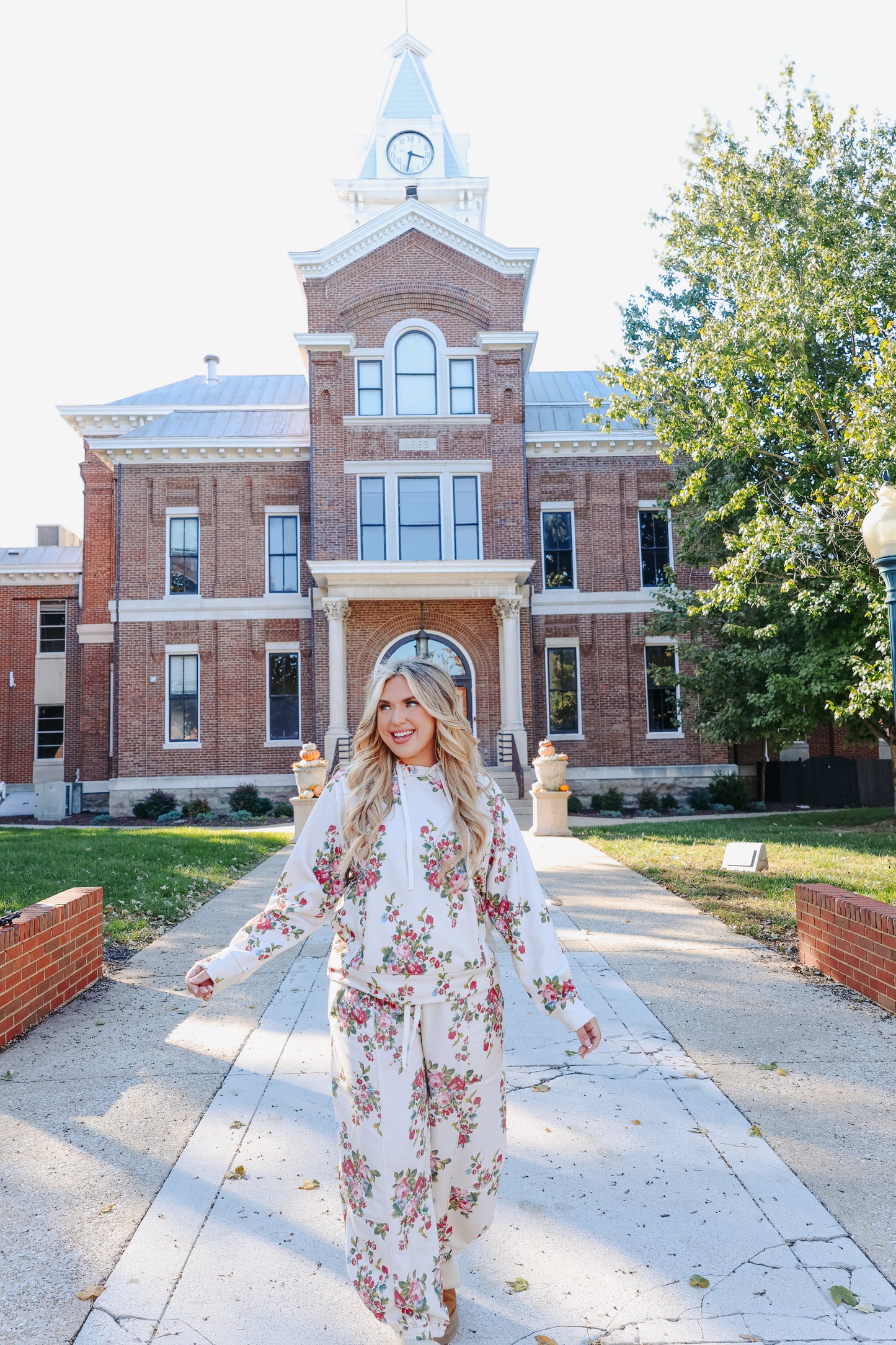 Poppy Floral Hoodie - Tan