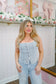 Sophie Floral Lace Trim Button Down Denim Vest - Light Wash