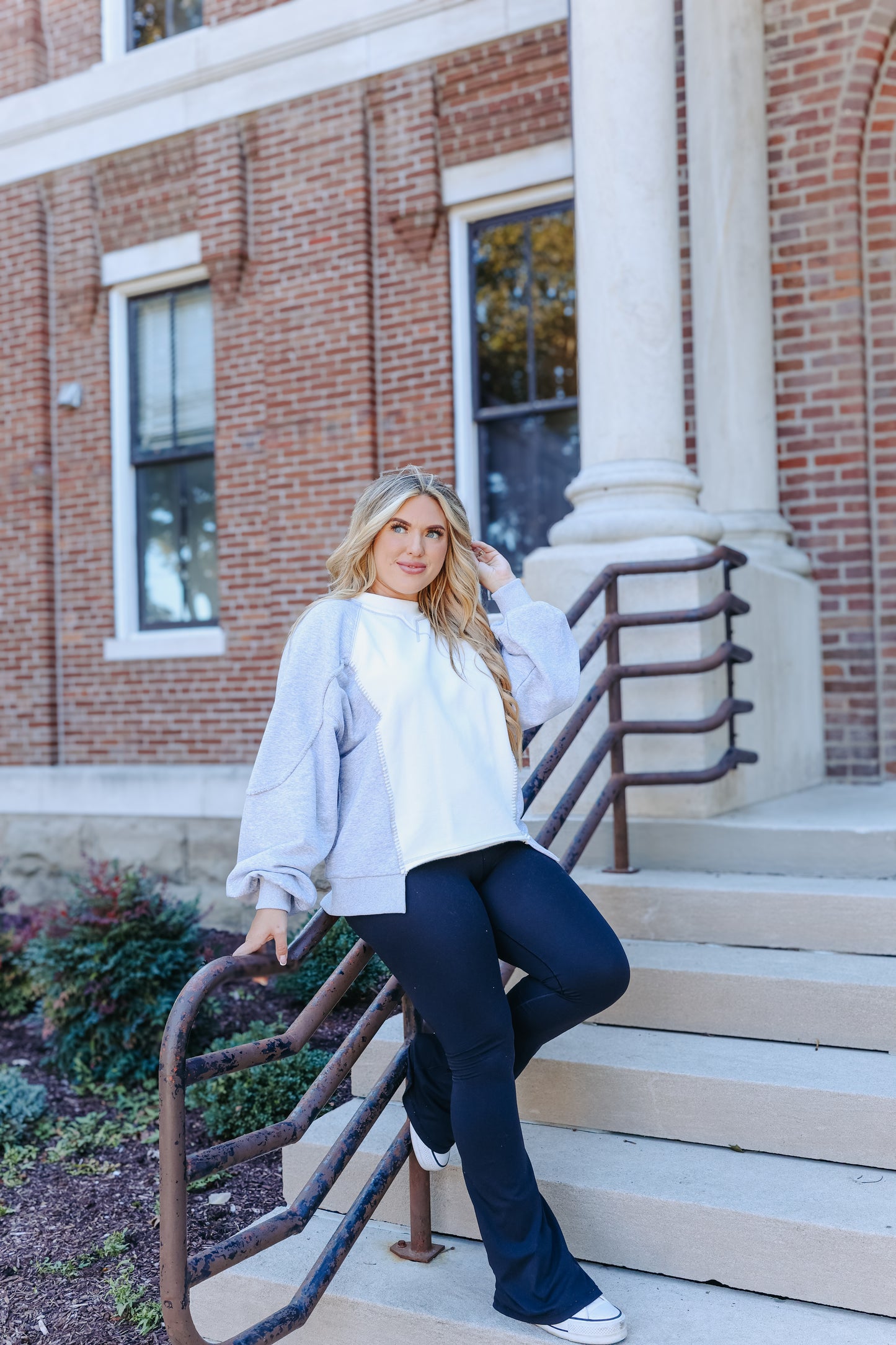 Nya Colorblock Top - Heather Grey