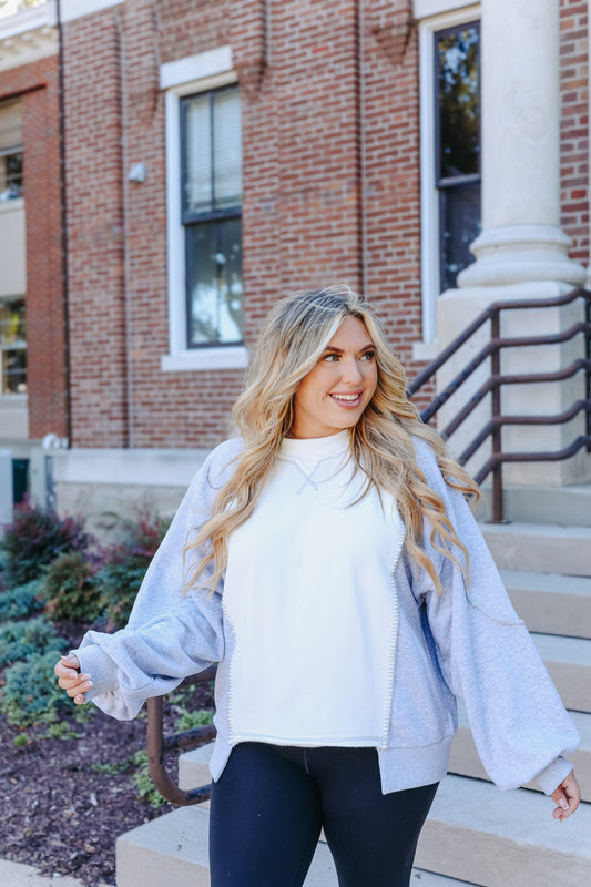 Nya Colorblock Top - Heather Grey