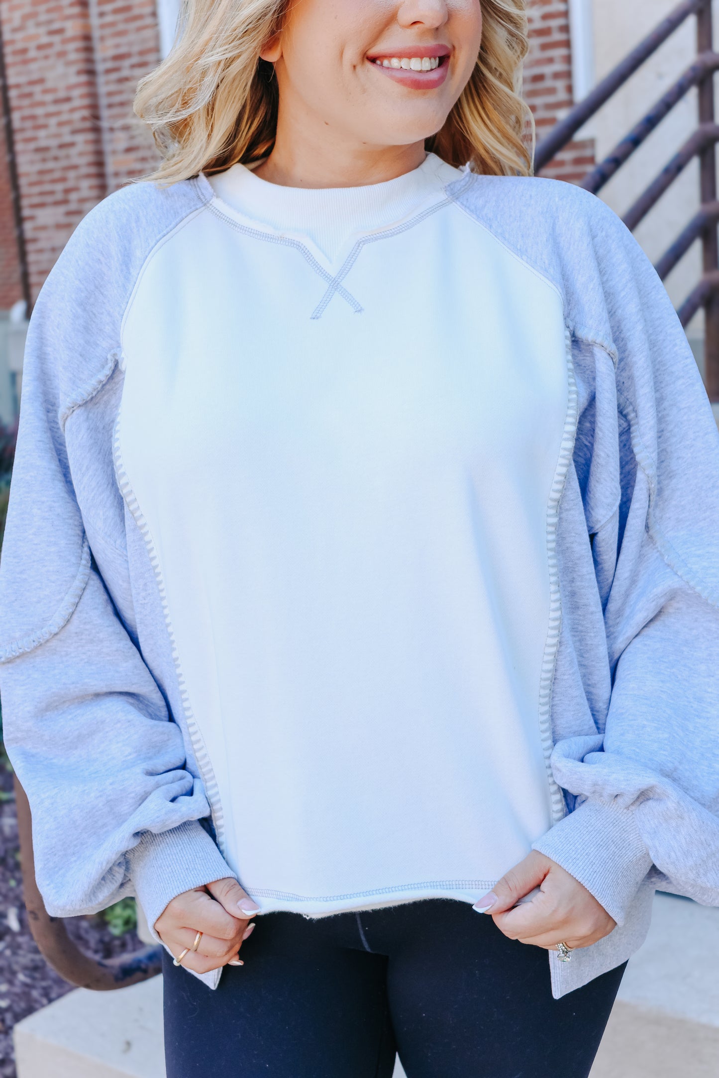Nya Colorblock Top - Heather Grey