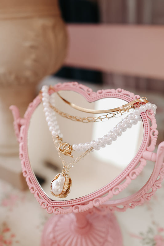 Patsy Pearl Layered Charm Necklace - Gold