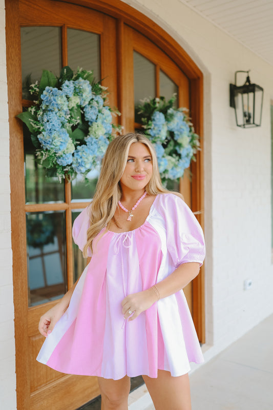 Hailie Striped Romper - Pink