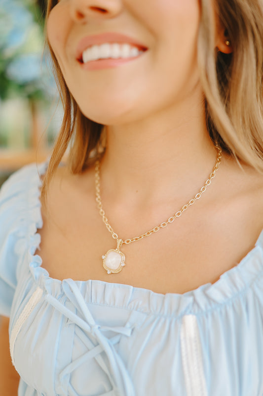 Daydream Stone Necklace & Earrings - White