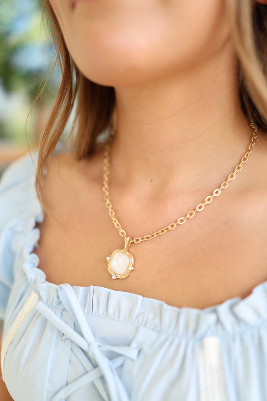 Daydream Stone Necklace & Earrings - White