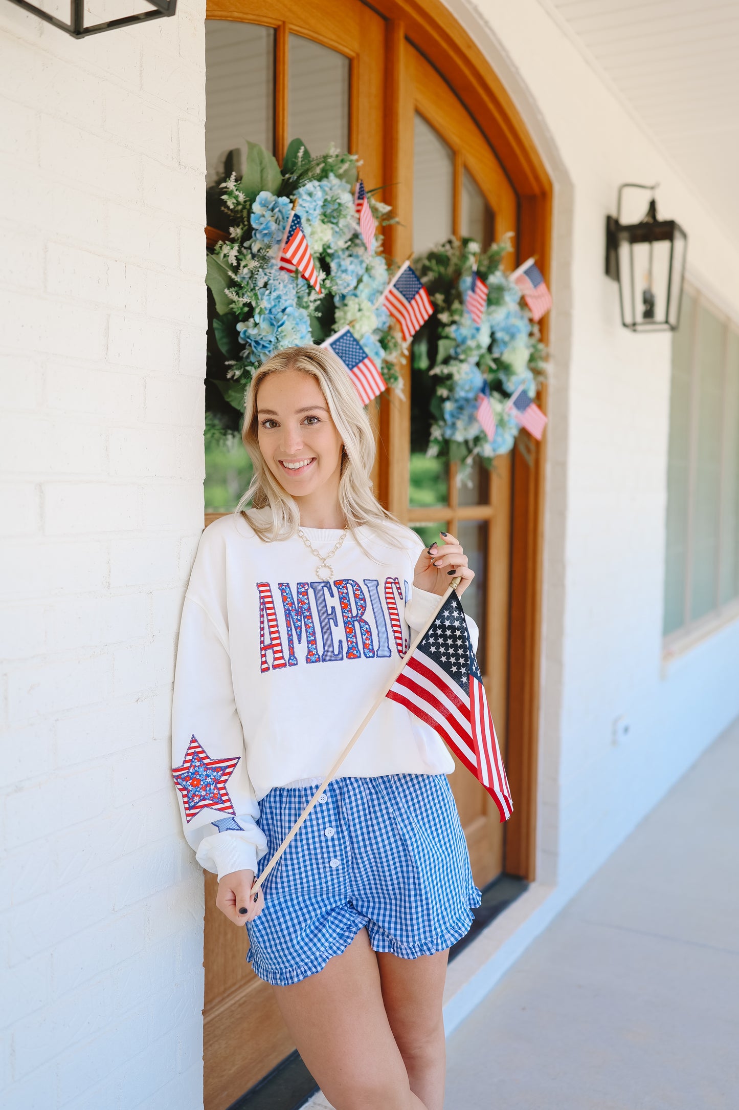 Sweet Summer USA Patchwork Pullover - White
