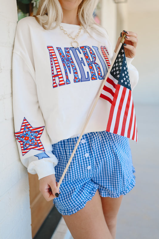 Kenslee Gingham Front Button Shorts - Blue
