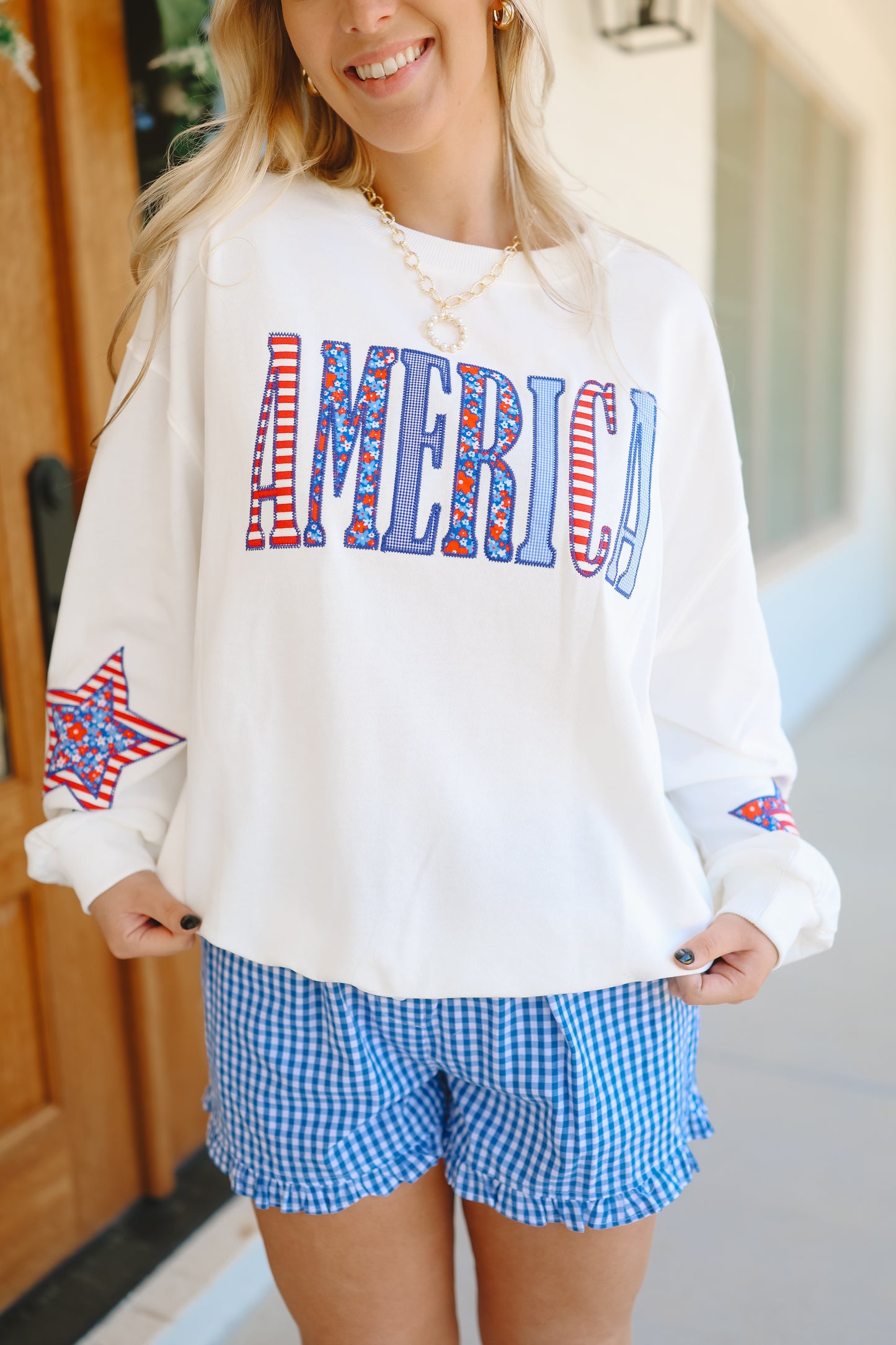 Sweet Summer USA Patchwork Pullover - White