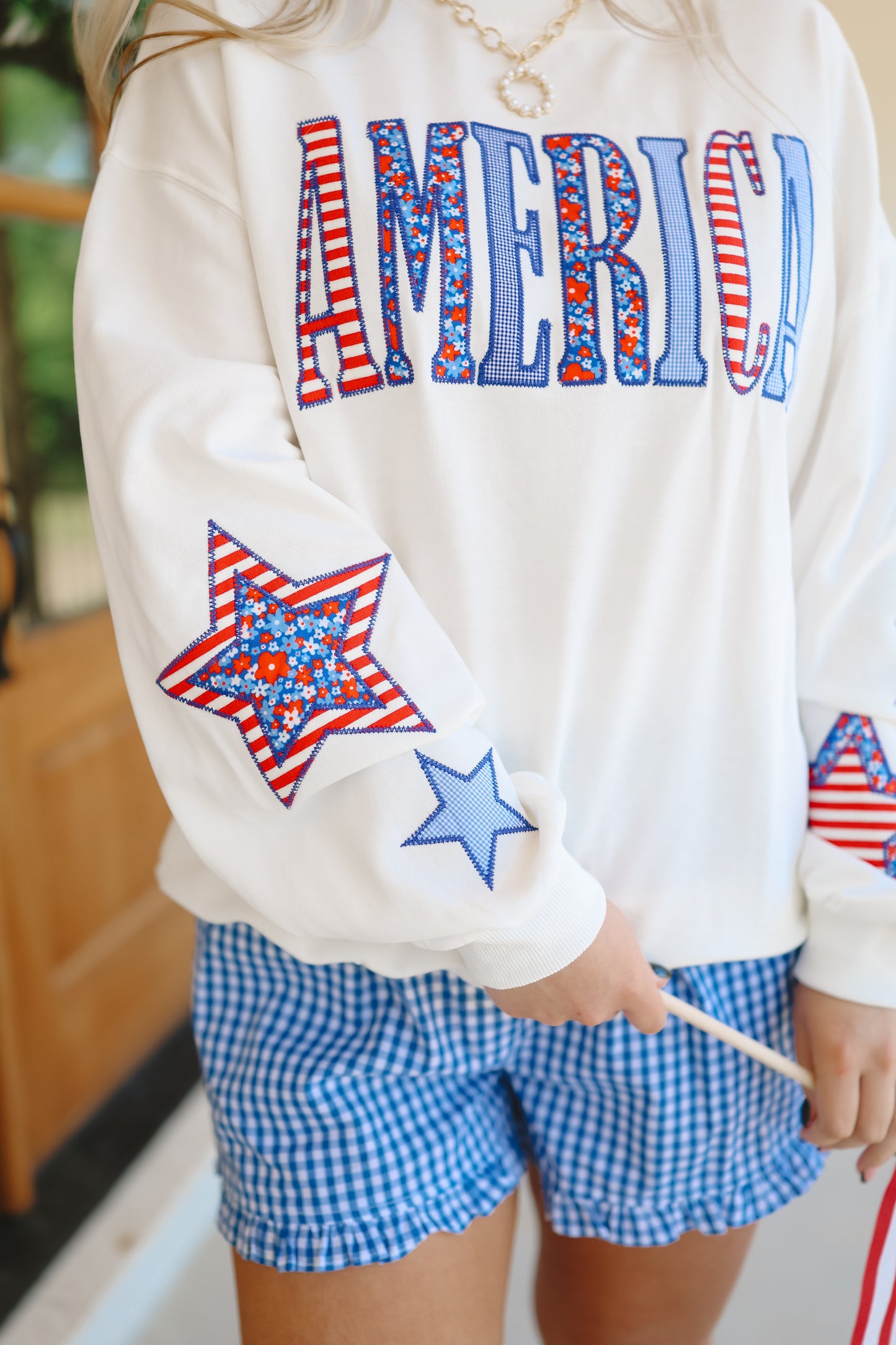 Sweet Summer USA Patchwork Pullover - White