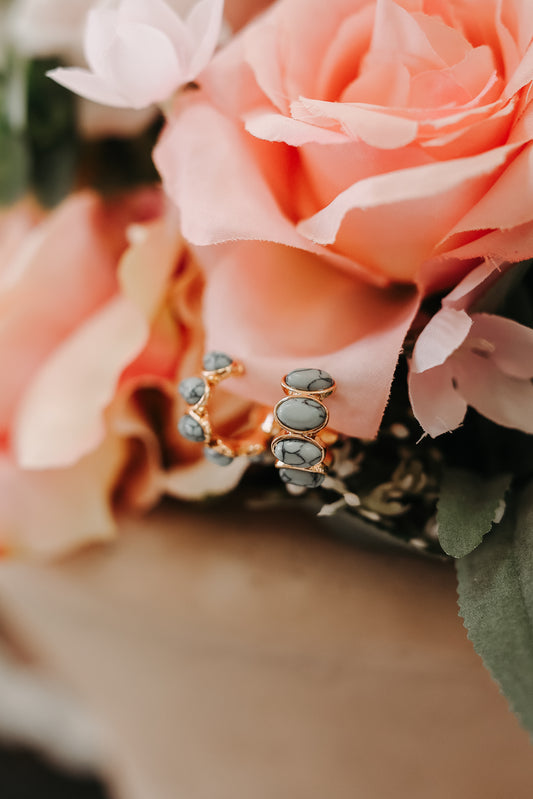 Caia Oval Turquoise Hoop Earrings - Gold