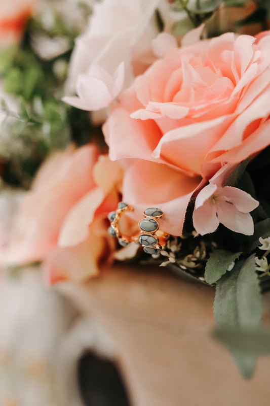 Caia Oval Turquoise Hoop Earrings - Gold