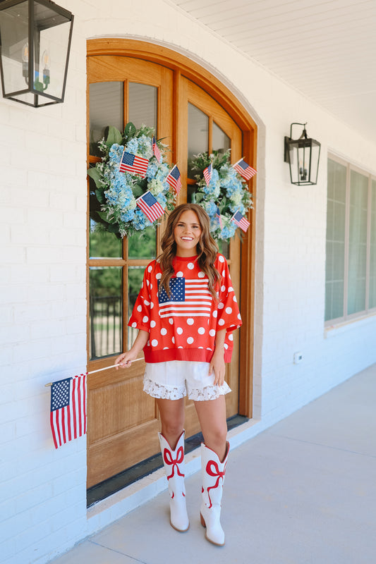 All American Cutie Polka Dot Top - Red