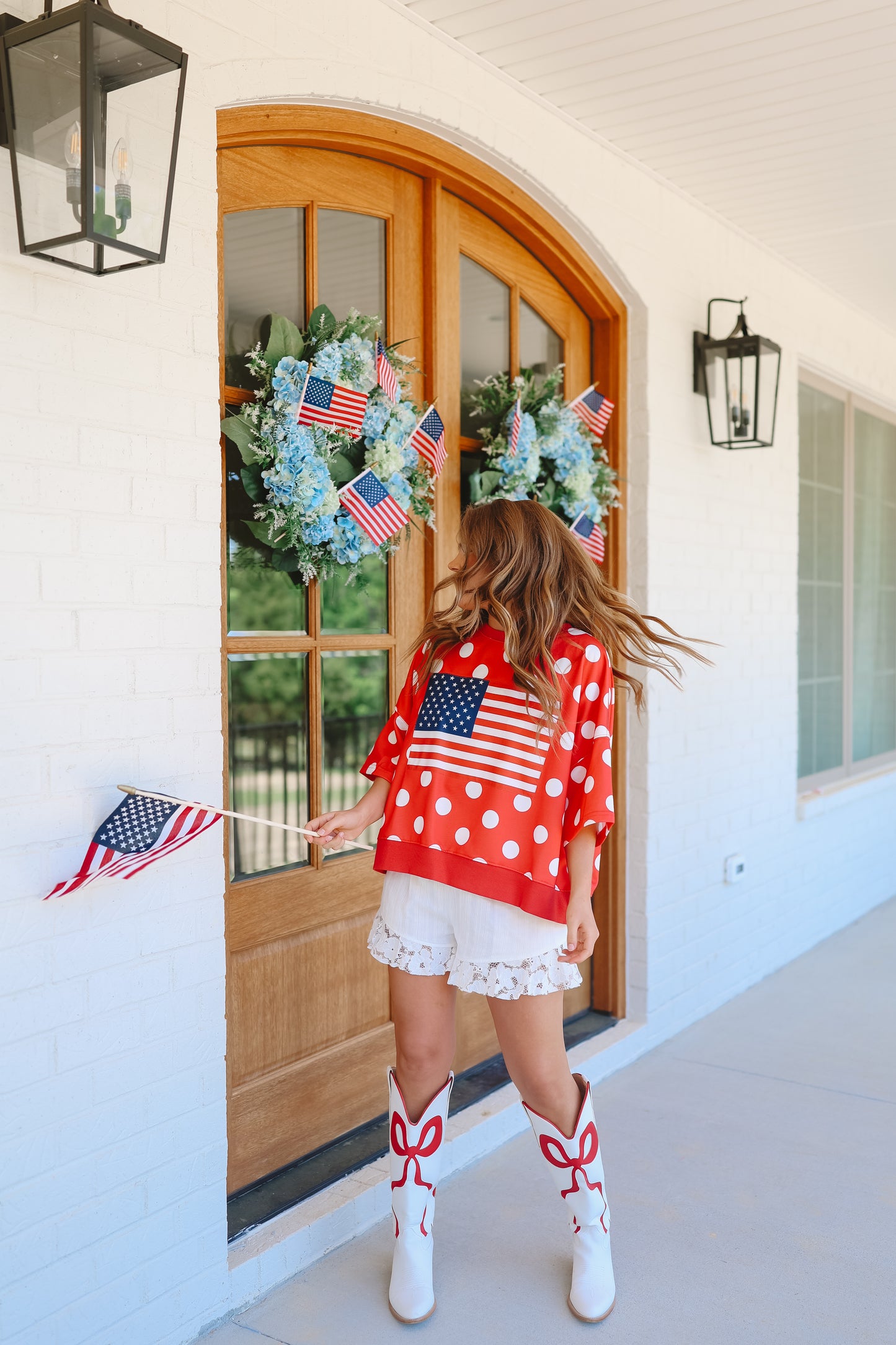 All American Cutie Polka Dot Top - Red