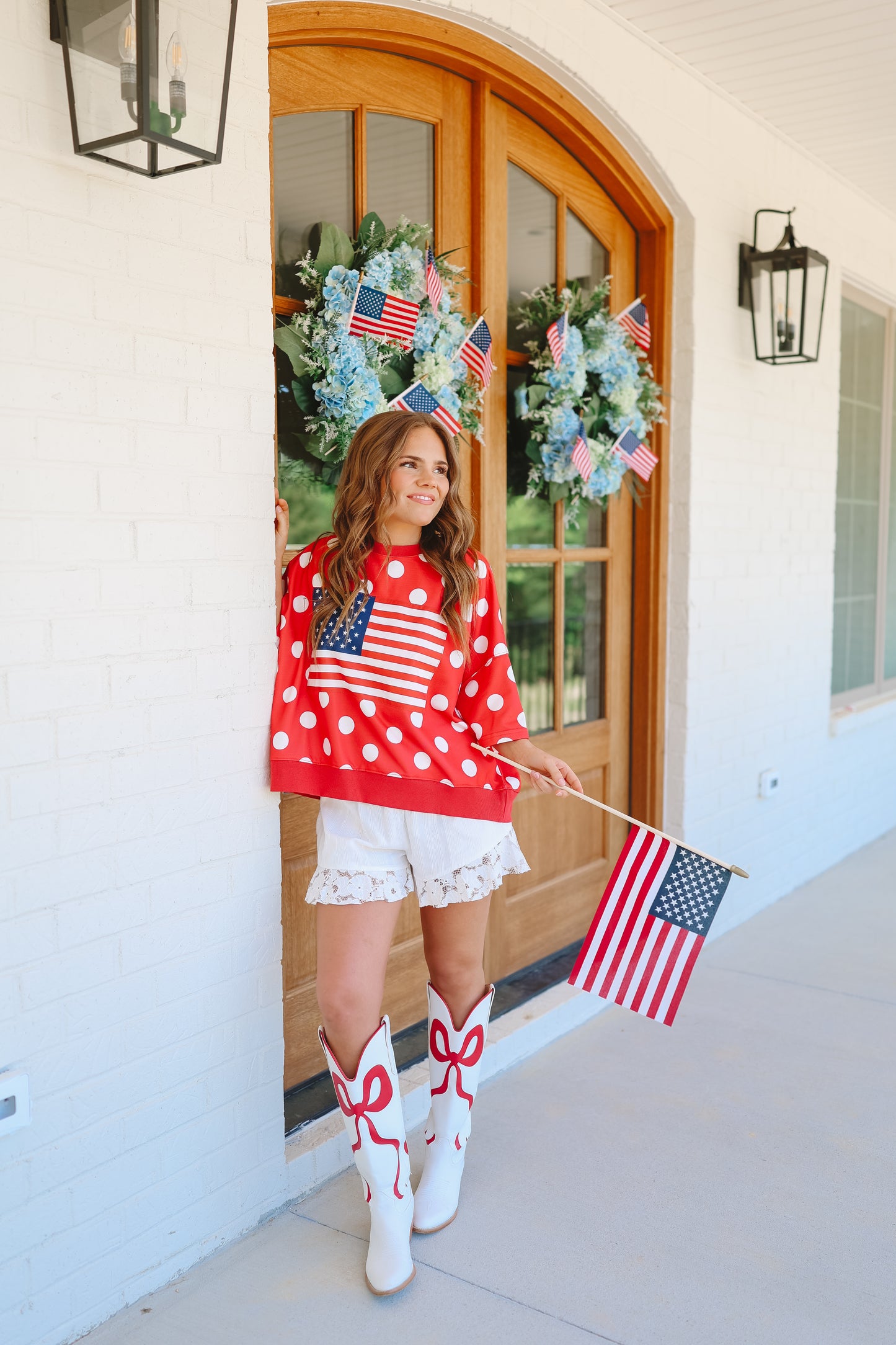All American Cutie Polka Dot Top - Red