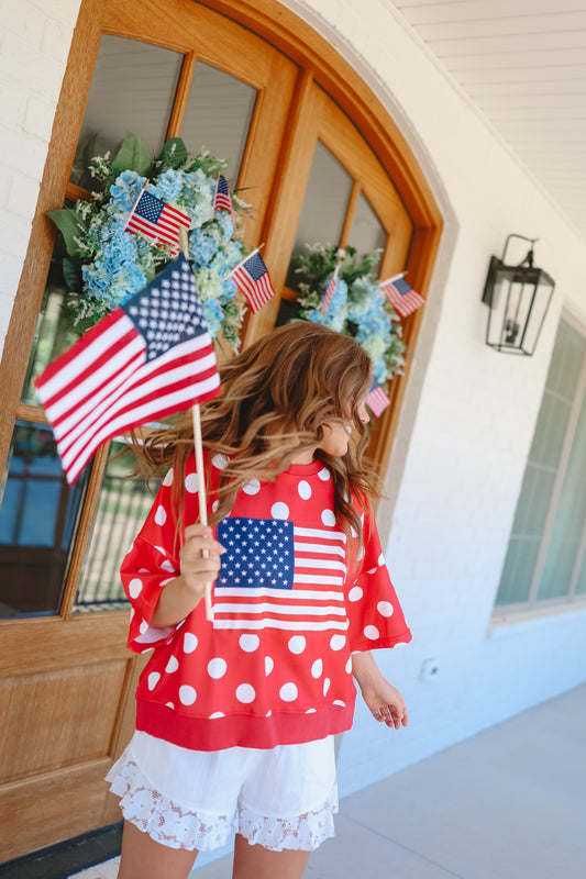 All American Cutie Polka Dot Top - Red