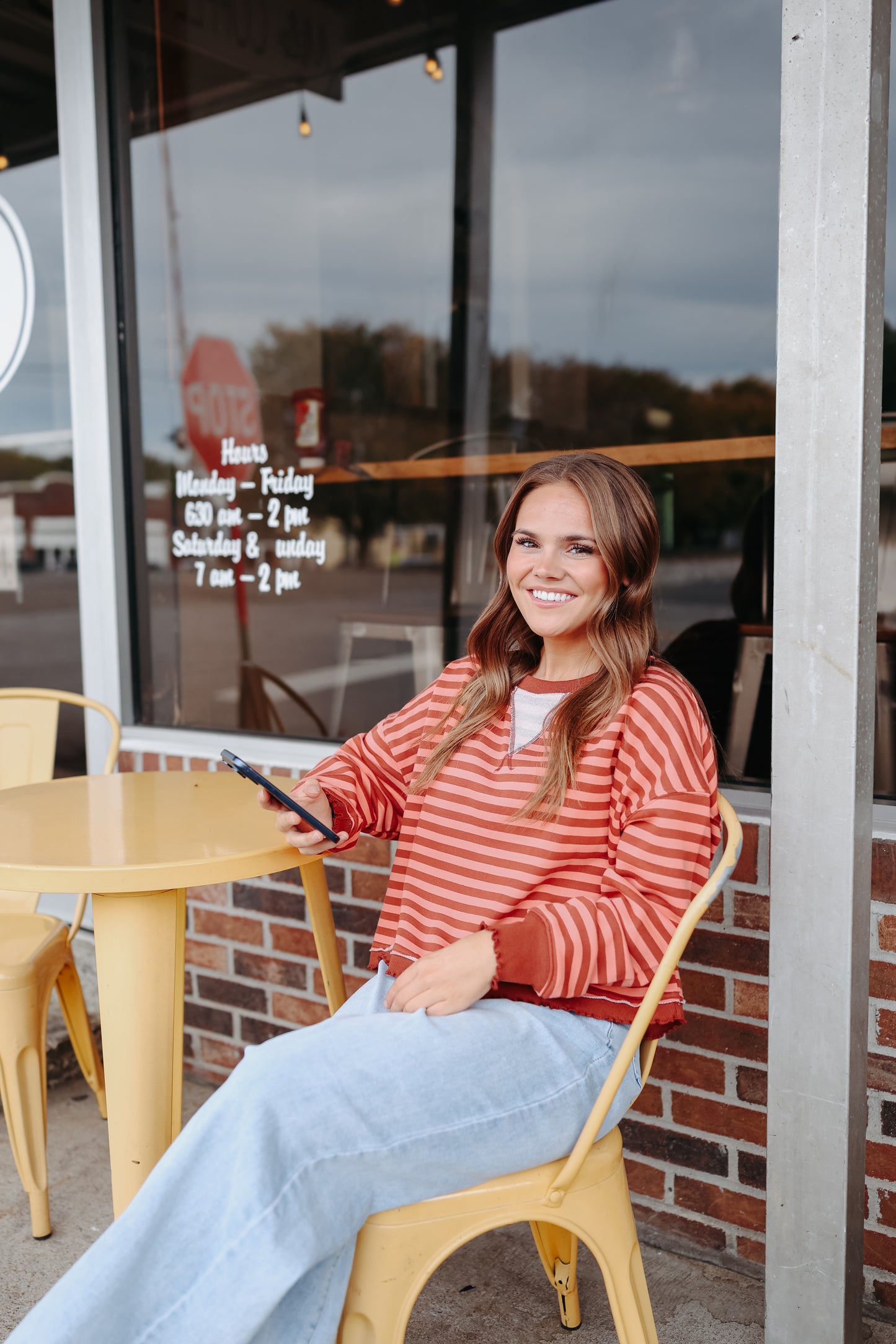 Avery Cropped Striped Top - Coral Multi