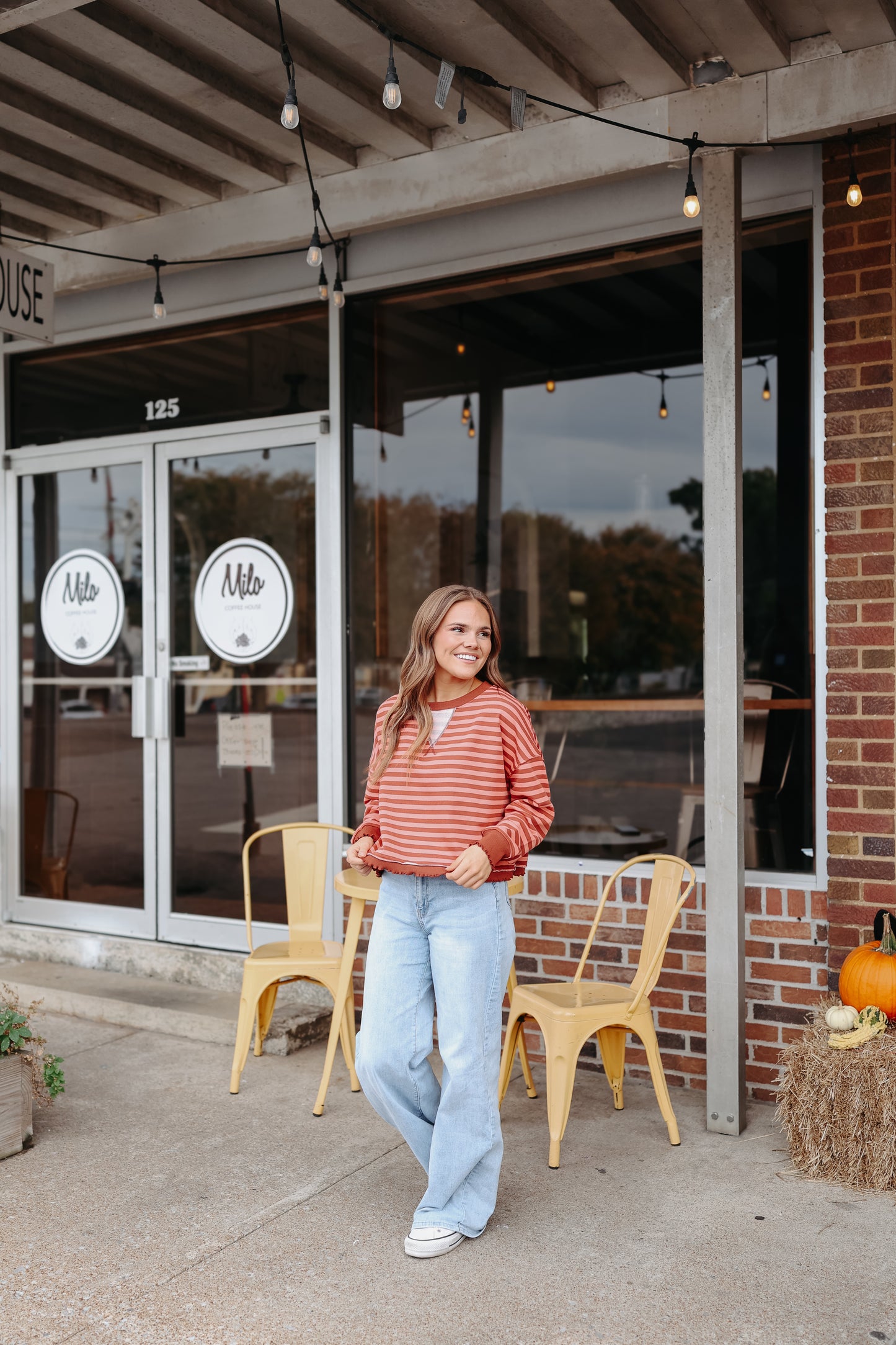 Avery Cropped Striped Top - Coral Multi