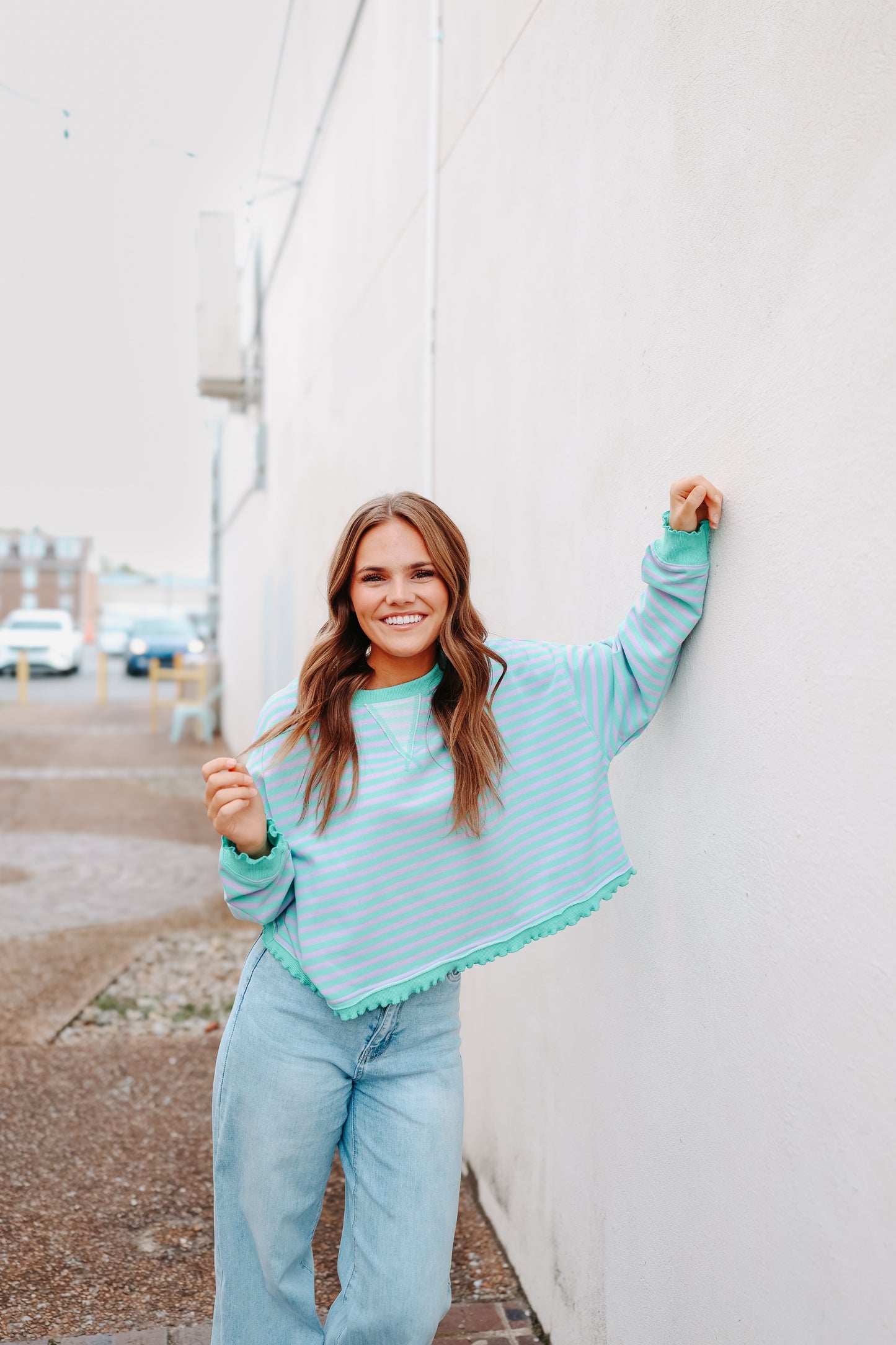 Ginny Striped Cropped Top - Jade/Purple