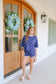 Annalyn Sequin Polka Dot Short Set - Navy/White