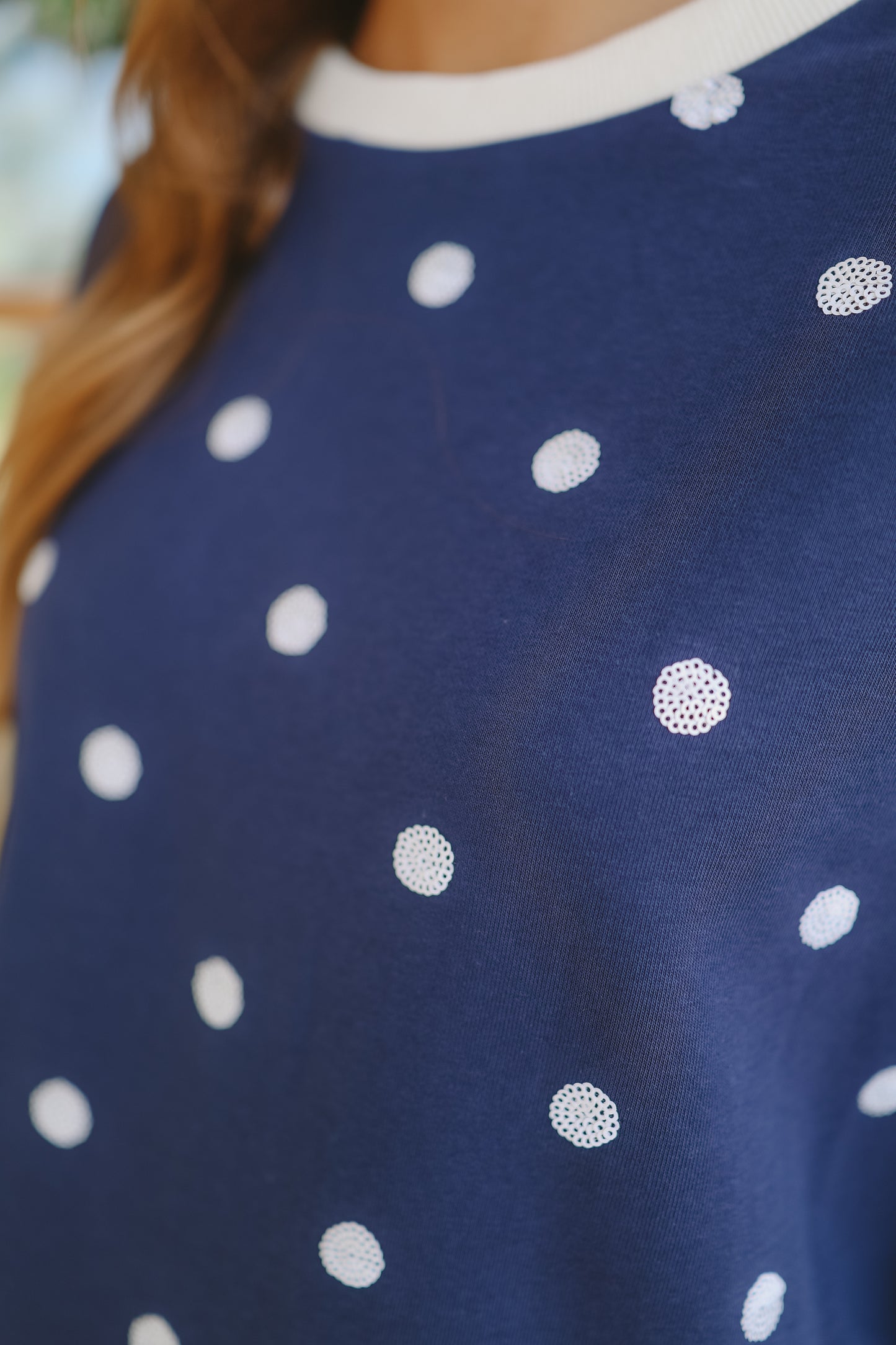 Annalyn Sequin Polka Dot Short Set - Navy/White