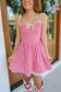 Tracy Gingham Corset Flare Dress - Red