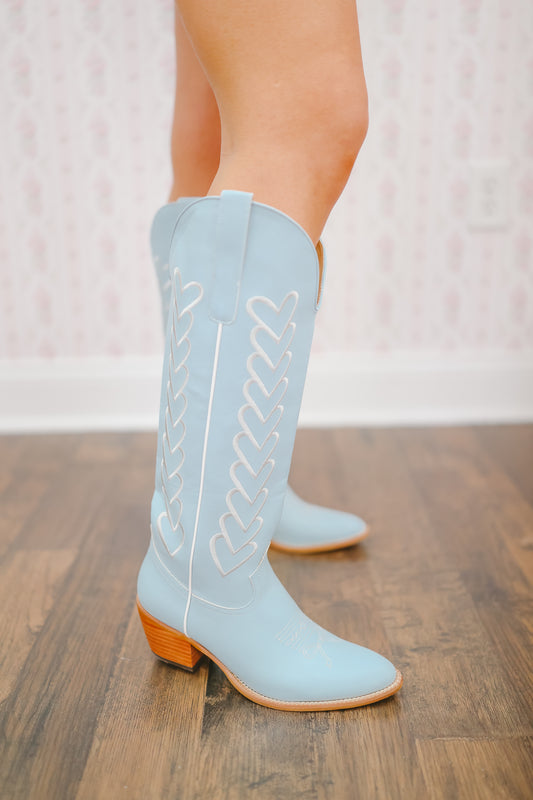 Darla Heart Stitch Cowboy Boots - Blue