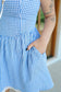 Tracy Gingham Corset Flare Dress - Blue
