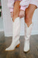 Darla Heart Stitch Cowboy Boots - Ivory