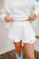 Mandy Pearl Trim Ruffle Skort Set - Off White