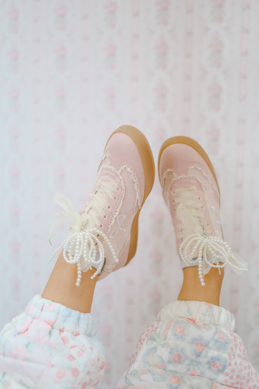 Brooklyn Bow Embroidered Sneakers - Pink