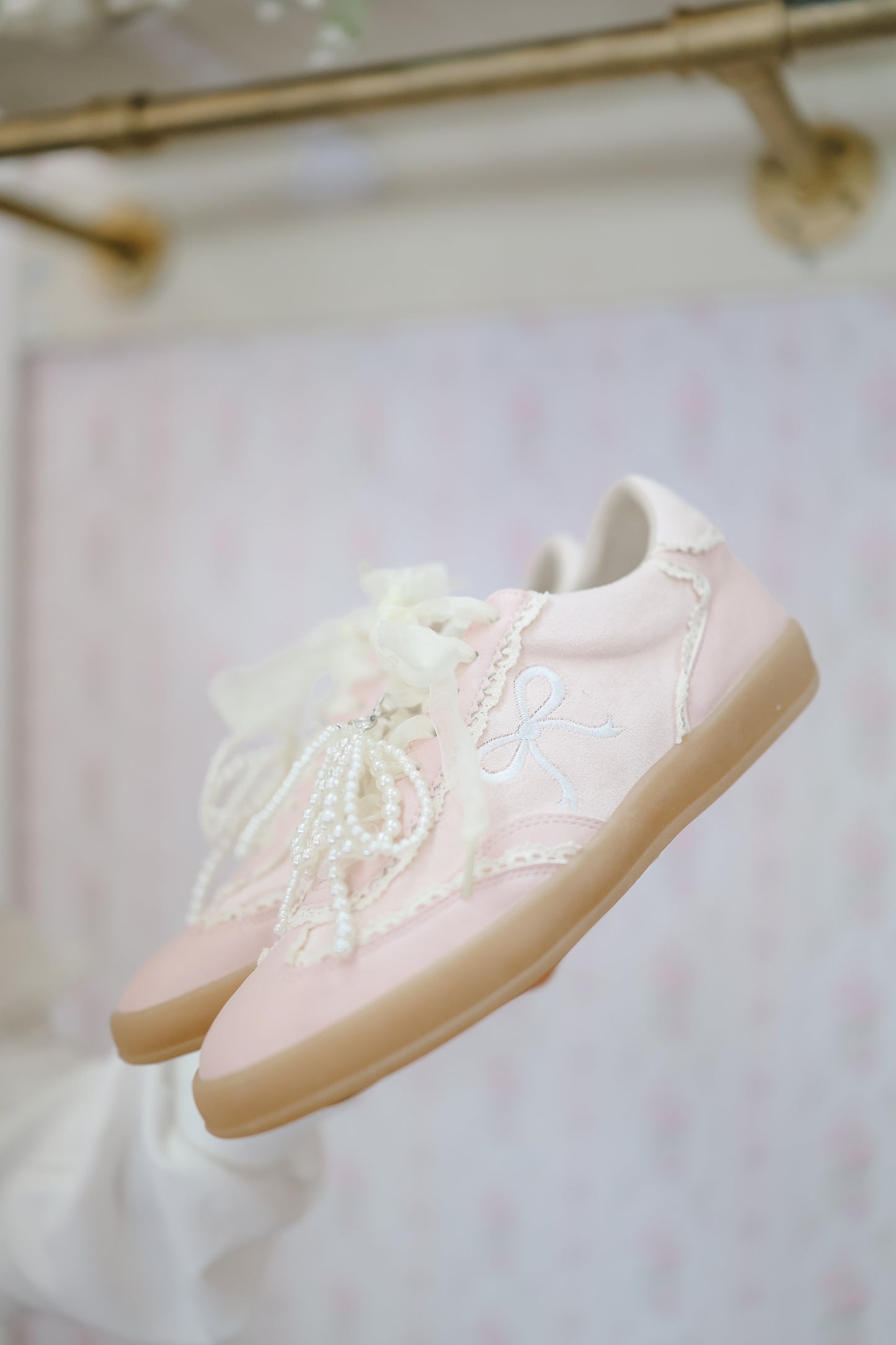 Brooklyn Bow Embroidered Sneakers - Pink