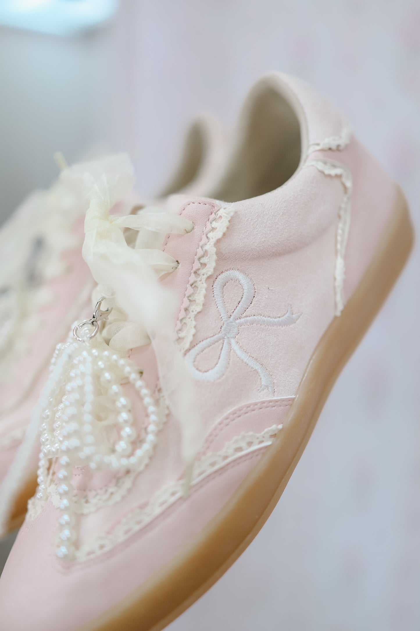 Brooklyn Bow Embroidered Sneakers - Pink