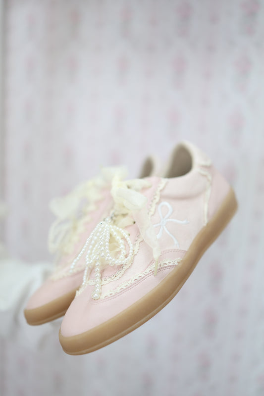 Brooklyn Bow Embroidered Sneakers - Pink