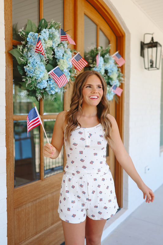 Sweet Liberty Tank & Short Set - Off White
