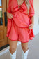 Aggie Gingham Bow Tie V-Neck Romper - Red