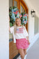 Briella Smocked Tiered Gingham Skort - Red
